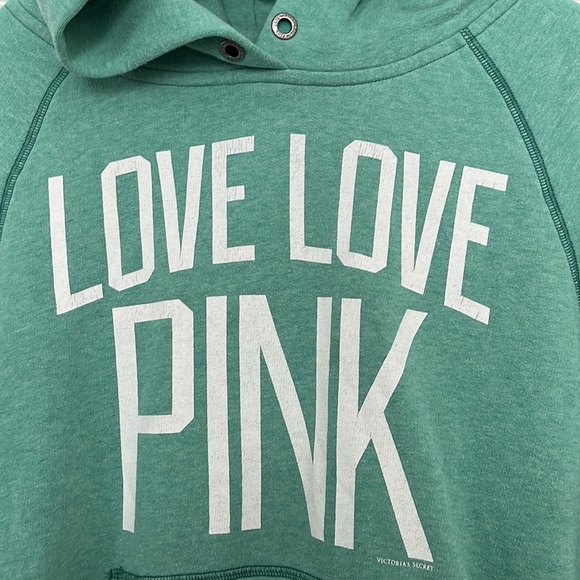 Victorias Secret Pink distressed green hoodie size M cotton/poly blend - Picture 2 of 5
